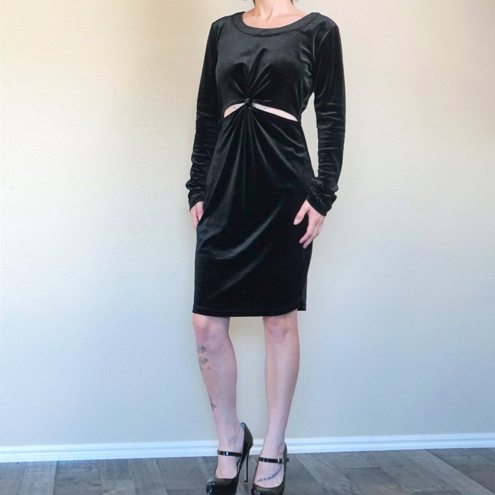 Gianni Bini Black Velvet Long Sleeve Dress
